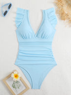 Ruffle One Piece Swimsuit High Cut Monokini