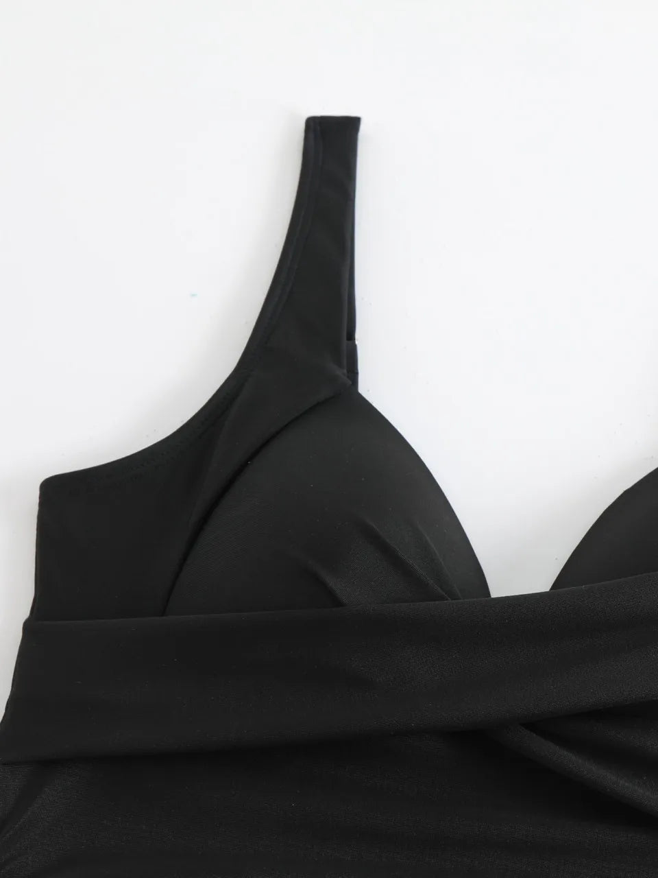Cross Wrap Ruched One Piece Swimsuit Adjustable Strap Monokini