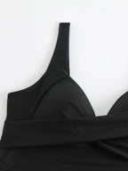 Cross Wrap Ruched One Piece Swimsuit Adjustable Strap Monokini