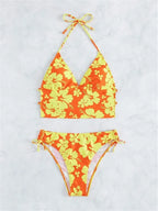 Halter Floral Print High Waist Bikini Set