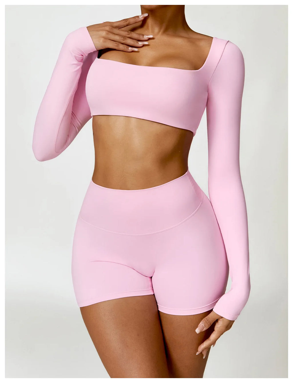 Long Sleeve Top + Leggings/Short — QuickDry Workout Set with Sculpting Fit