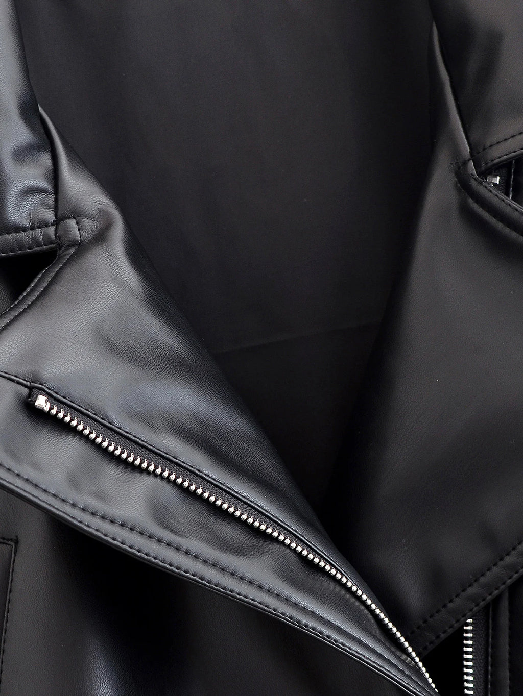 Jaqueta Trench Coat Casual em Couro PU com Cinto