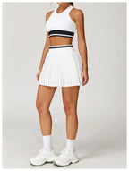 Tennis Skirt Set High Waist Pleated Sports Bra