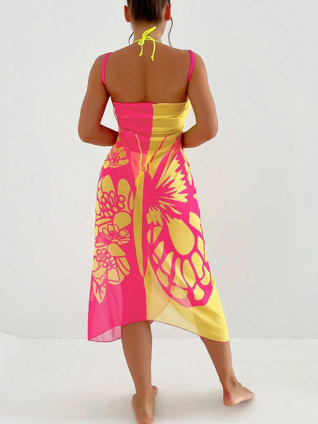 Butterfly Print Beach Cover Up Sarong Wrap Tunic