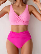 Sexy Cross Wrap Bikini Set - Push Up High Waist