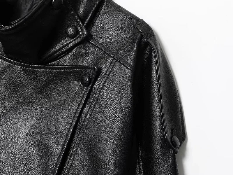 Jaqueta Bomber Oversized Couro PU Texturizado