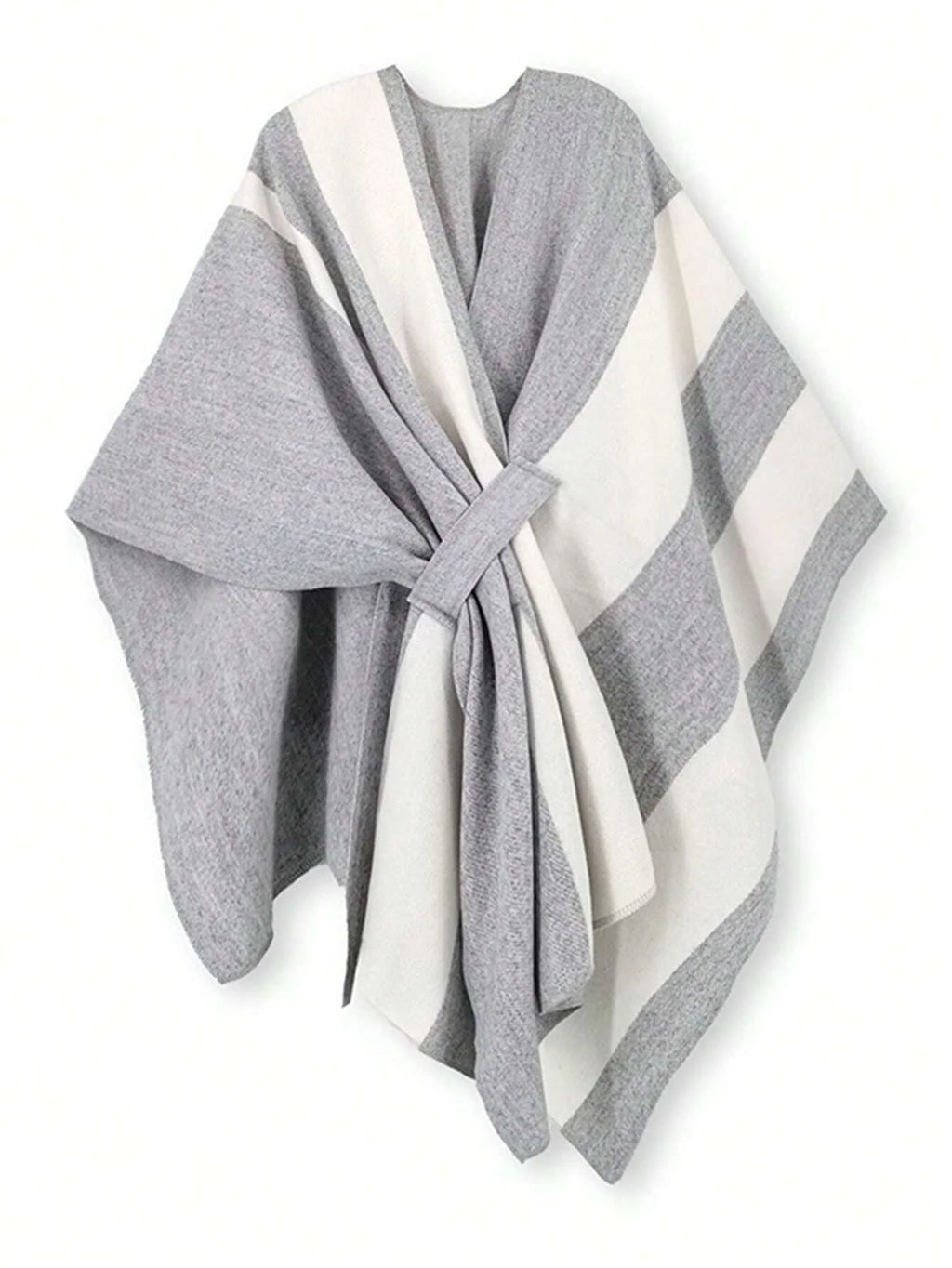 Poncho Tricot Color Block Amarrado