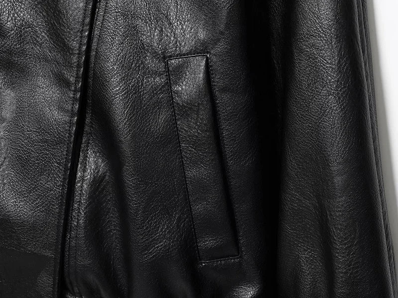 Jaqueta Bomber Oversized Couro PU Texturizado