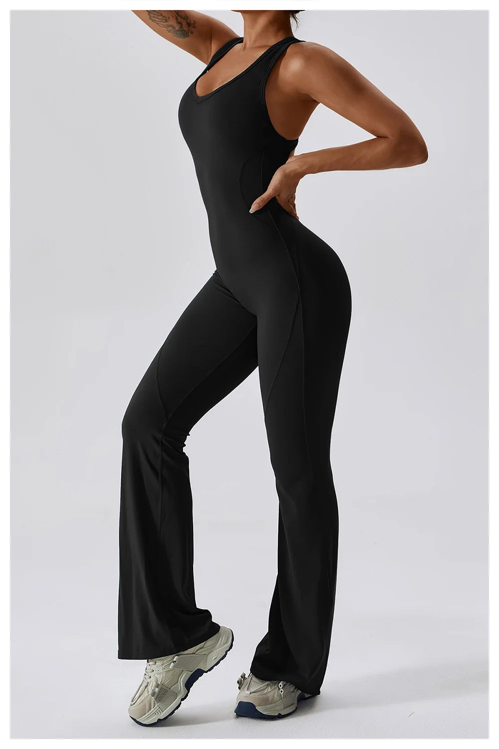 One-Piece Jumpsuit — Seamless Sculpting Fit with Flared Leg