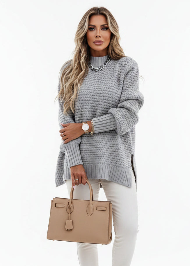 Sueter Oversized Tricô Amplo Gola Alta Luxe