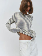 Harper Striped Twist Hem Long Sleeve Tee