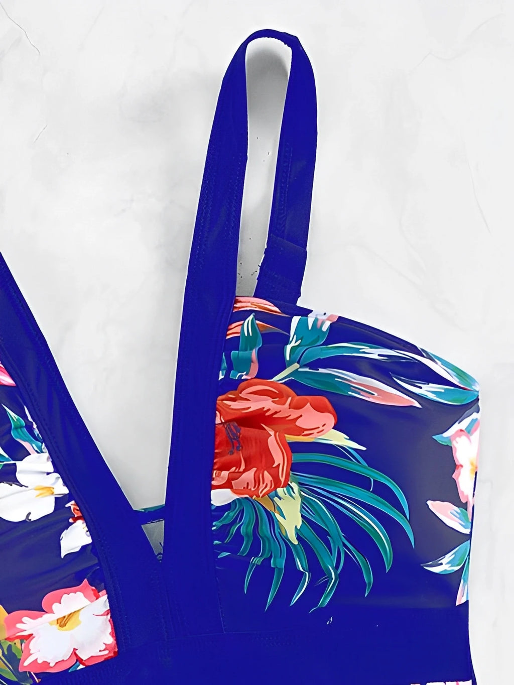 Floral Print Ruched One Piece Swimsuit Cross Back Monokini