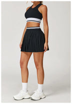 Tennis Skirt Set High Waist Pleated Sports Bra