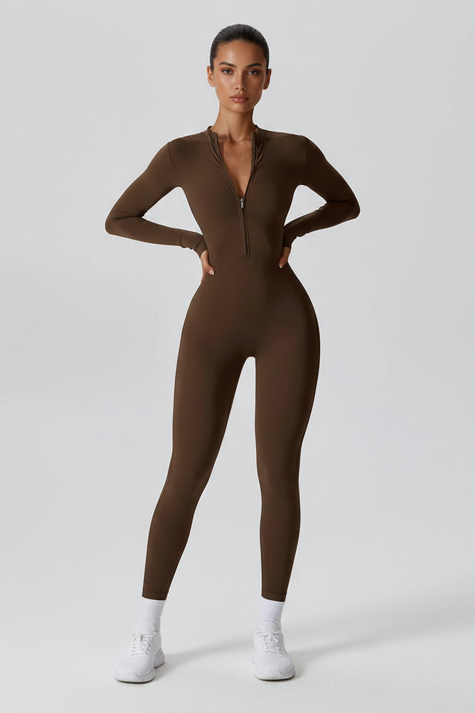 Full-Length Workout Jumpsuit — QuickDry Comfort with Sculpting Fit