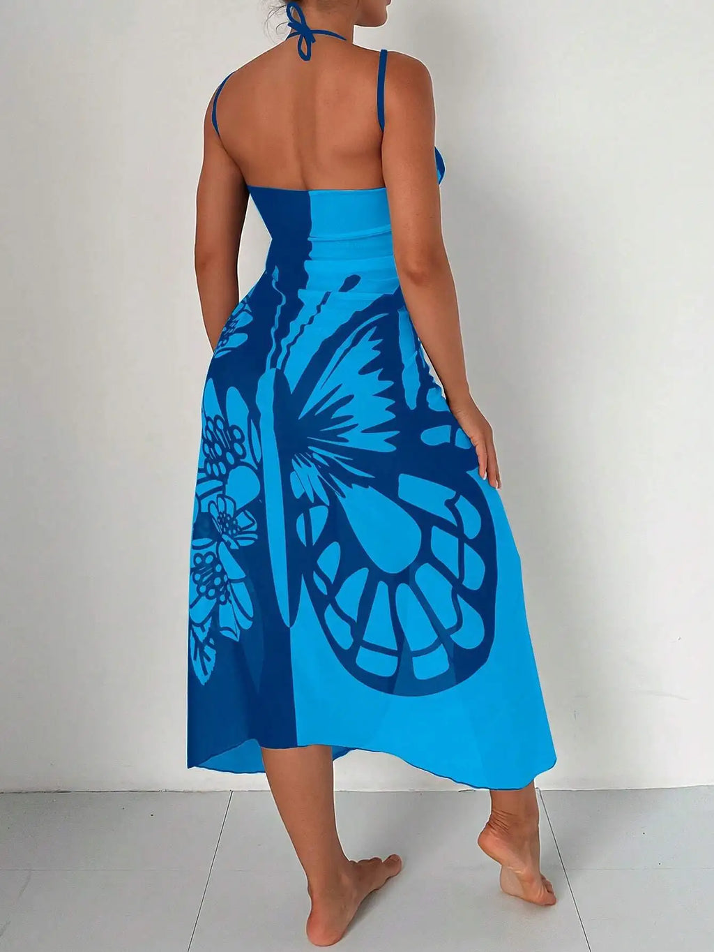 Butterfly Print Beach Cover Up Sarong Wrap Tunic