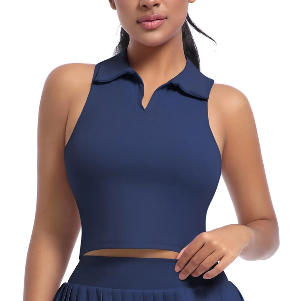 Tennis Skirt Set High Waist Pleated Polo Crop