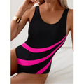 Color Block One Piece Swimsuit High Cut Sculpting Monokini