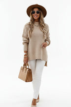 Sueter Oversized Tricô Amplo Gola Alta Luxe