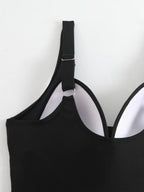Cross Wrap Ruched One Piece Swimsuit Adjustable Strap Monokini