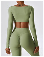 Long Sleeve Top + Leggings — Sleek Fit Workout Set with Sculpting Fit