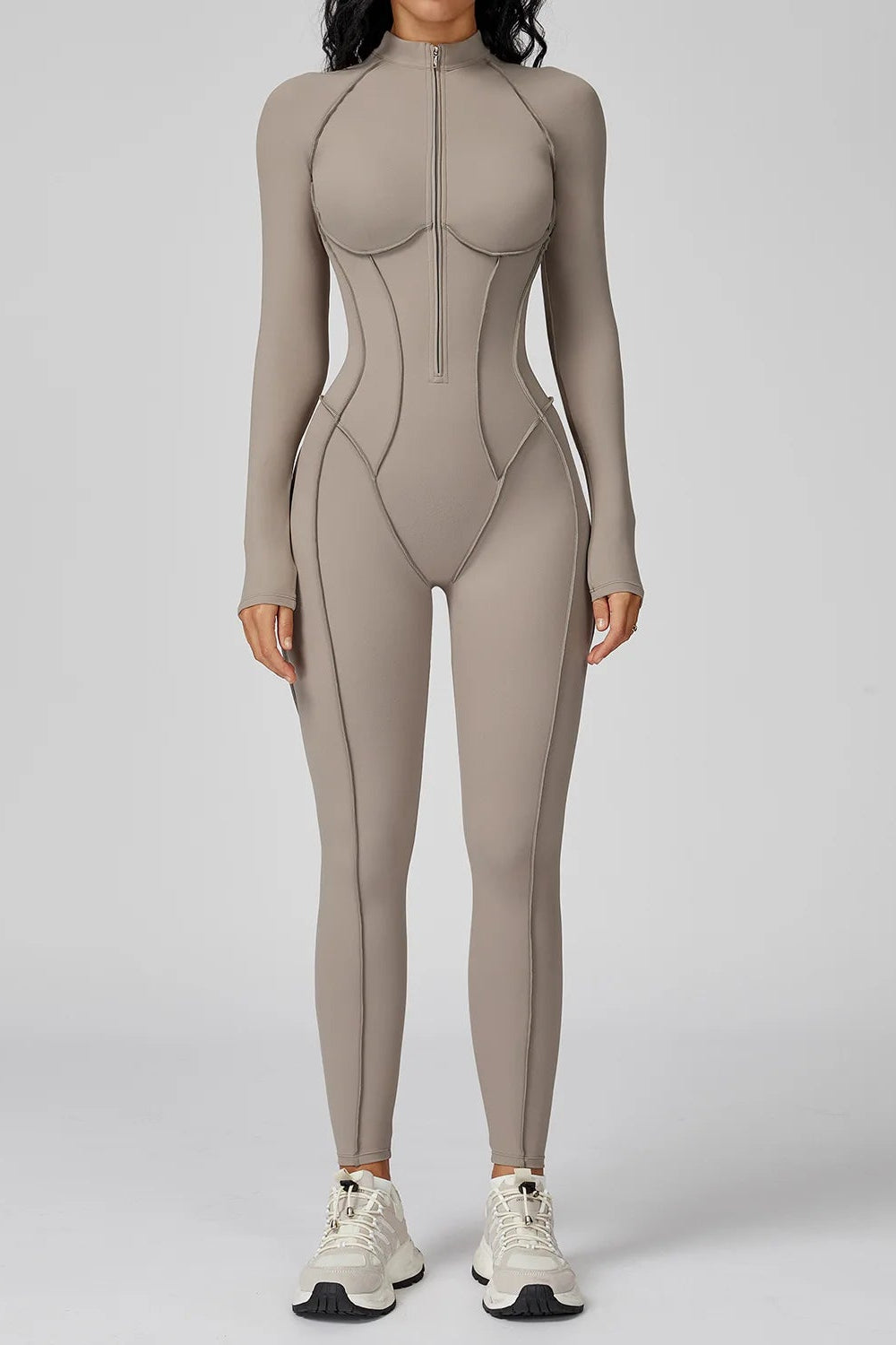 Long Sleeve Workout Jumpsuit — Seamless Contour Fit with Sculpting Support