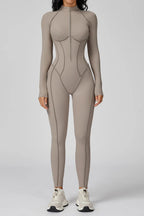 Long Sleeve Workout Jumpsuit — Seamless Contour Fit with Sculpting Support