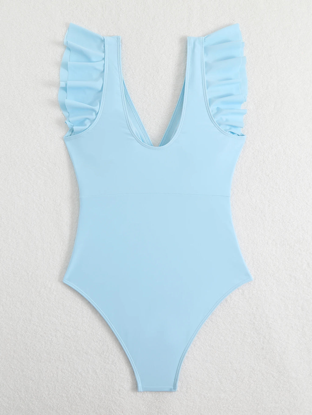 Ruffle One Piece Swimsuit High Cut Monokini