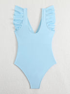 Ruffle One Piece Swimsuit High Cut Monokini