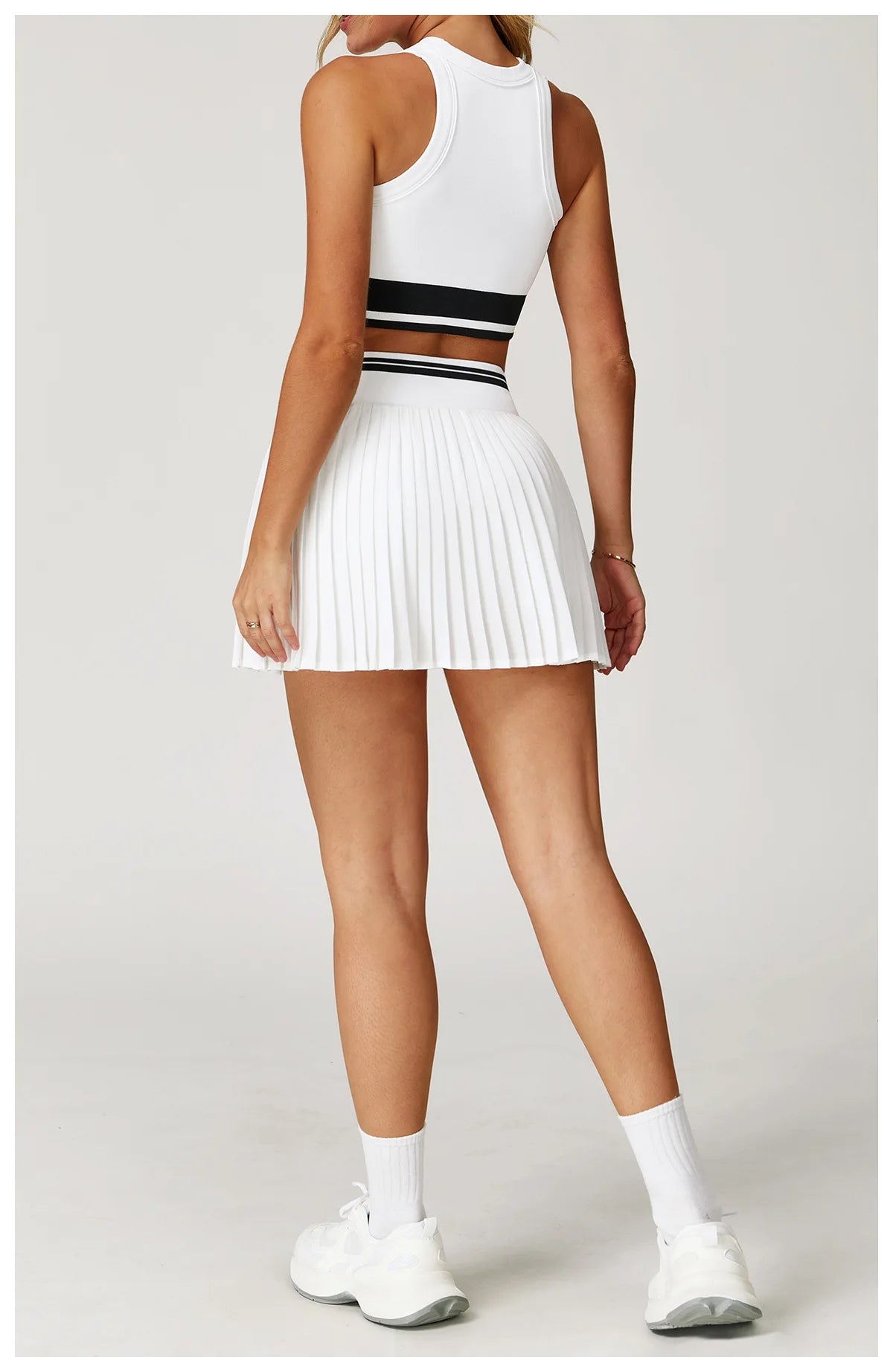 Tennis Skirt Set High Waist Pleated Sports Bra