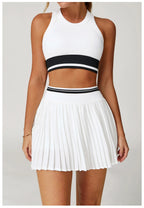 Tennis Skirt Set High Waist Pleated Sports Bra
