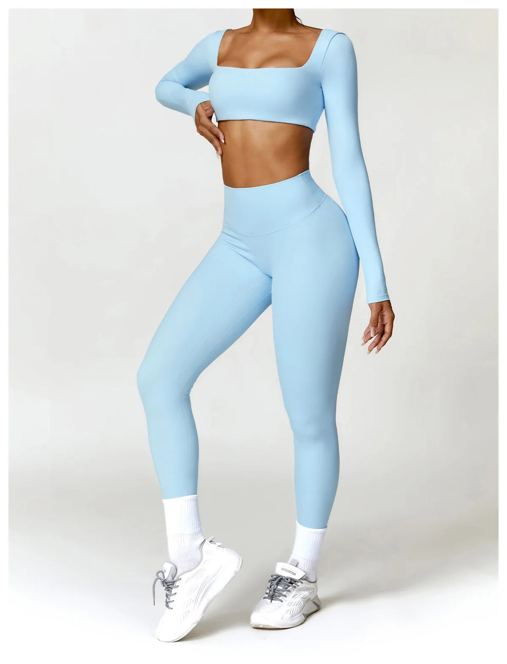 Long Sleeve Top + Leggings/Short — QuickDry Workout Set with Sculpting Fit