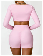 Long Sleeve Top + Leggings/Short — QuickDry Workout Set with Sculpting Fit