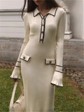 Evelyn Contrast Trim Ribbed Knit Dress