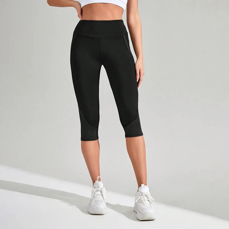 Legging Capri High Waist Mesh Pocket Tummy Control