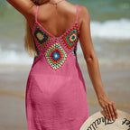Crochet V Neck Beach Cover Up Dress