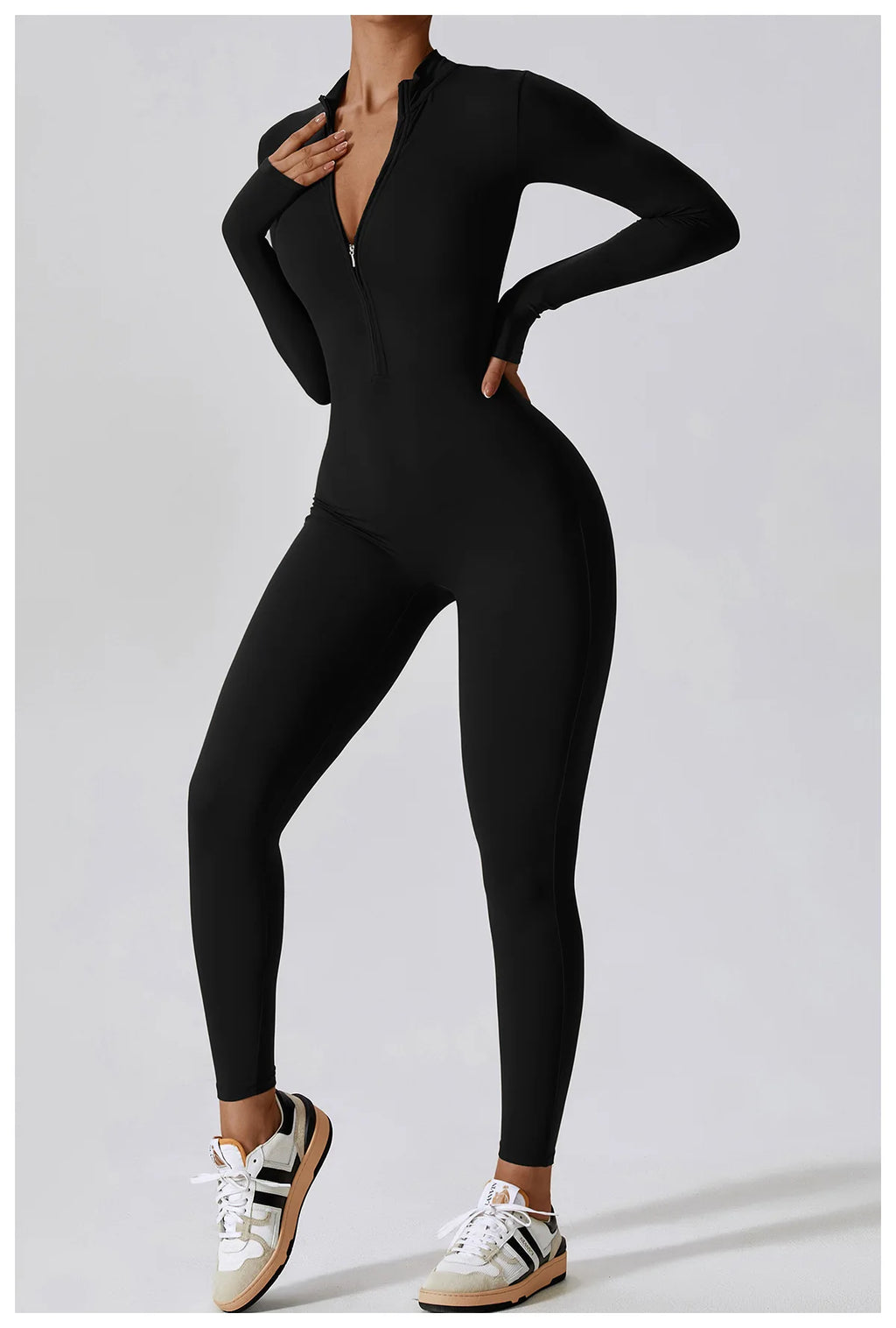 Full-Length Workout Jumpsuit — QuickDry Comfort with Sculpting Fit