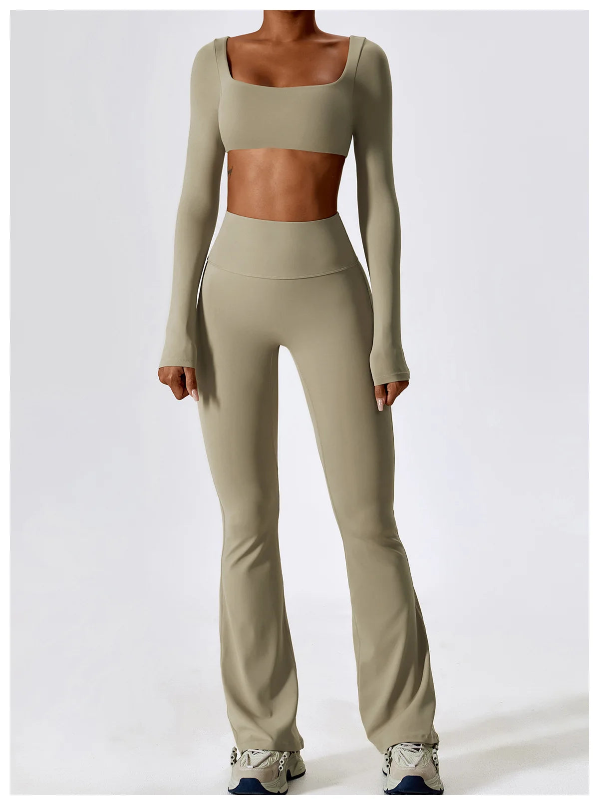 Long Sleeve Top + Leggings — Sleek Fit Workout Set with Sculpting Fit