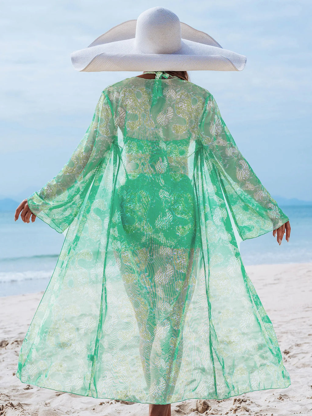 Three Piece Tankini Set Kimono Cover Up Swimwear