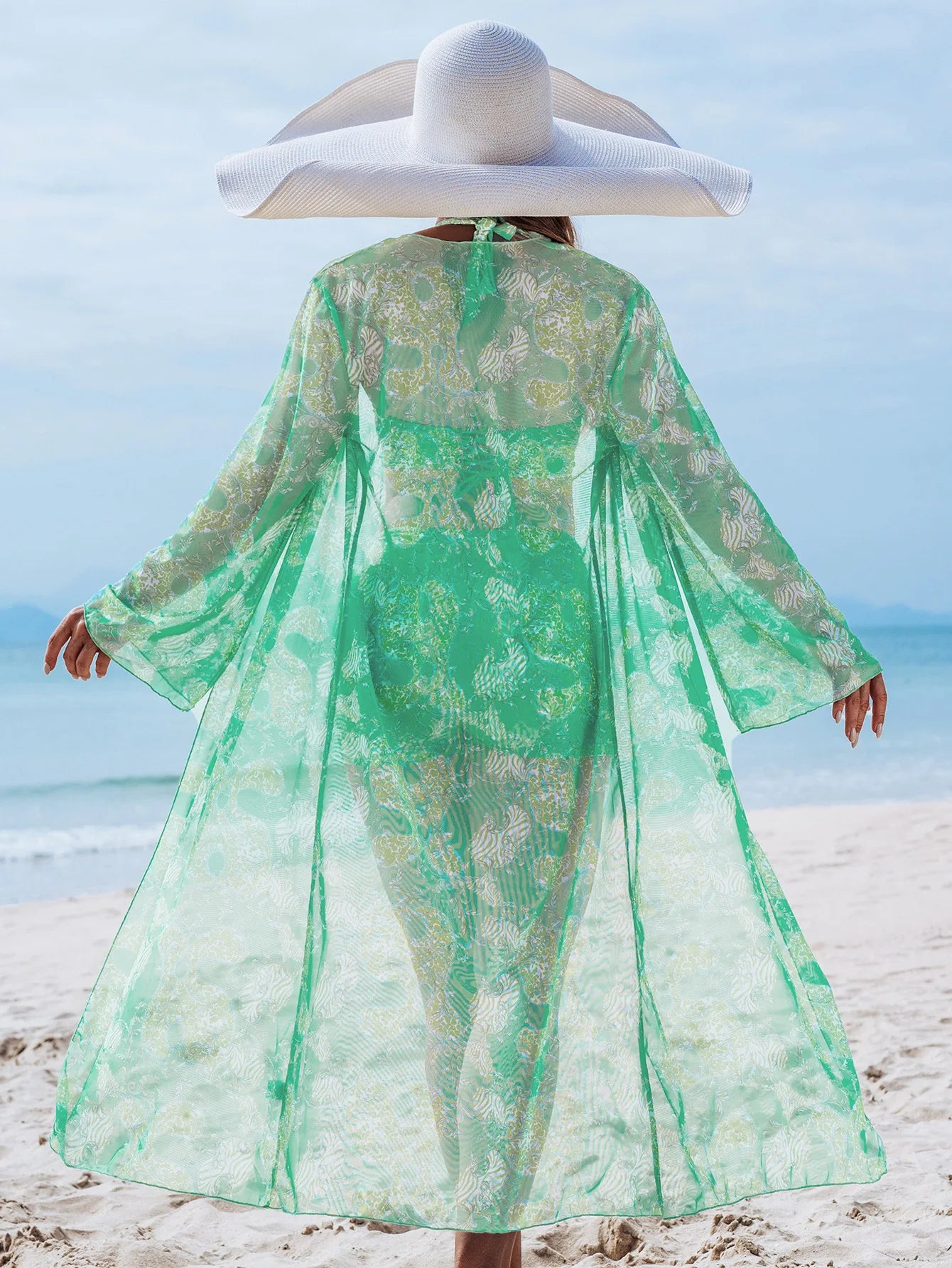 Three Piece Tankini Set Kimono Cover Up Swimwear