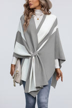 Poncho Tricot Color Block Amarrado