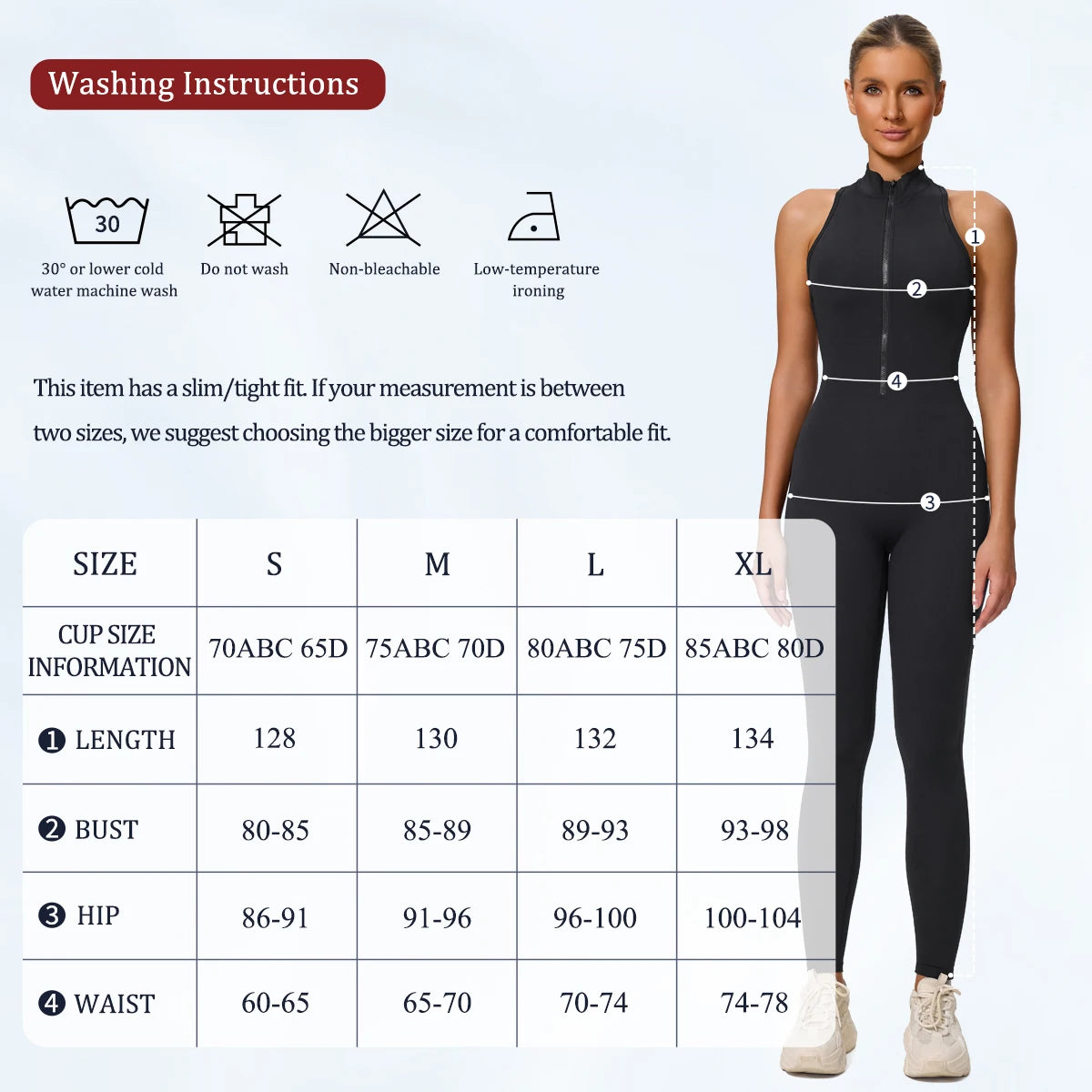 One-Piece Activewear Jumpsuit - V-Back Zip Front with Sculpting Fit
