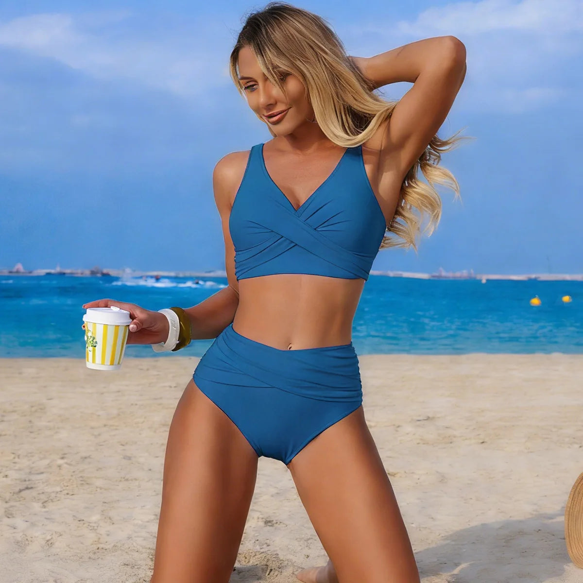 Sexy Cross Wrap Bikini Set - Push Up High Waist