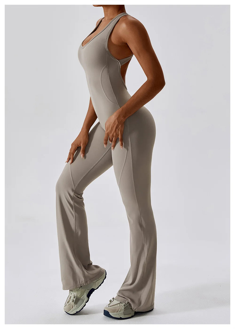 One-Piece Jumpsuit — Seamless Sculpting Fit with Flared Leg