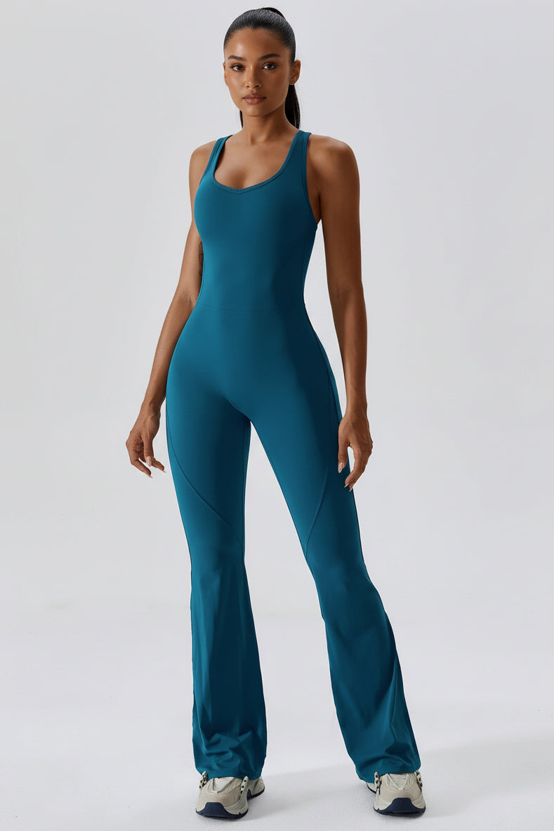 One-Piece Jumpsuit — Seamless Sculpting Fit with Flared Leg