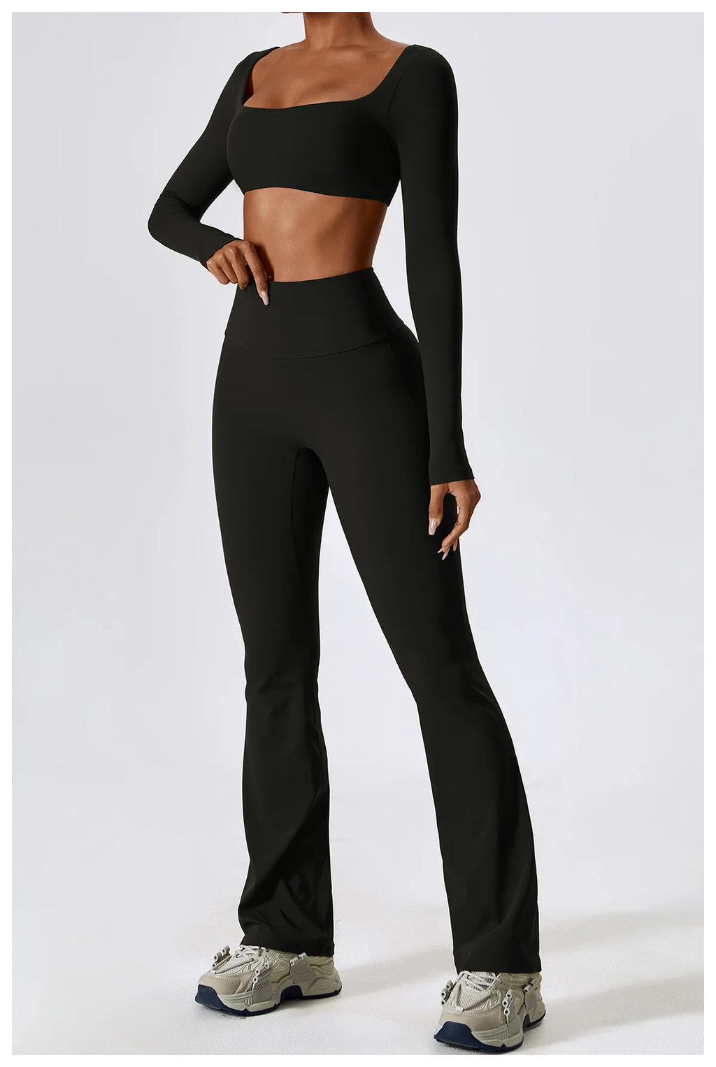 Long Sleeve Top + Leggings — Sleek Fit Workout Set with Sculpting Fit