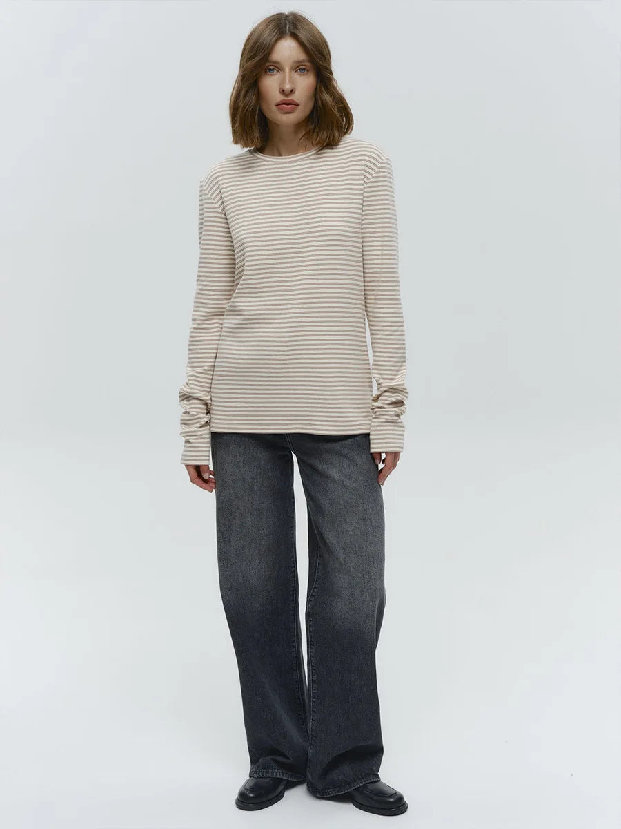 Harper Striped Twist Hem Long Sleeve Tee