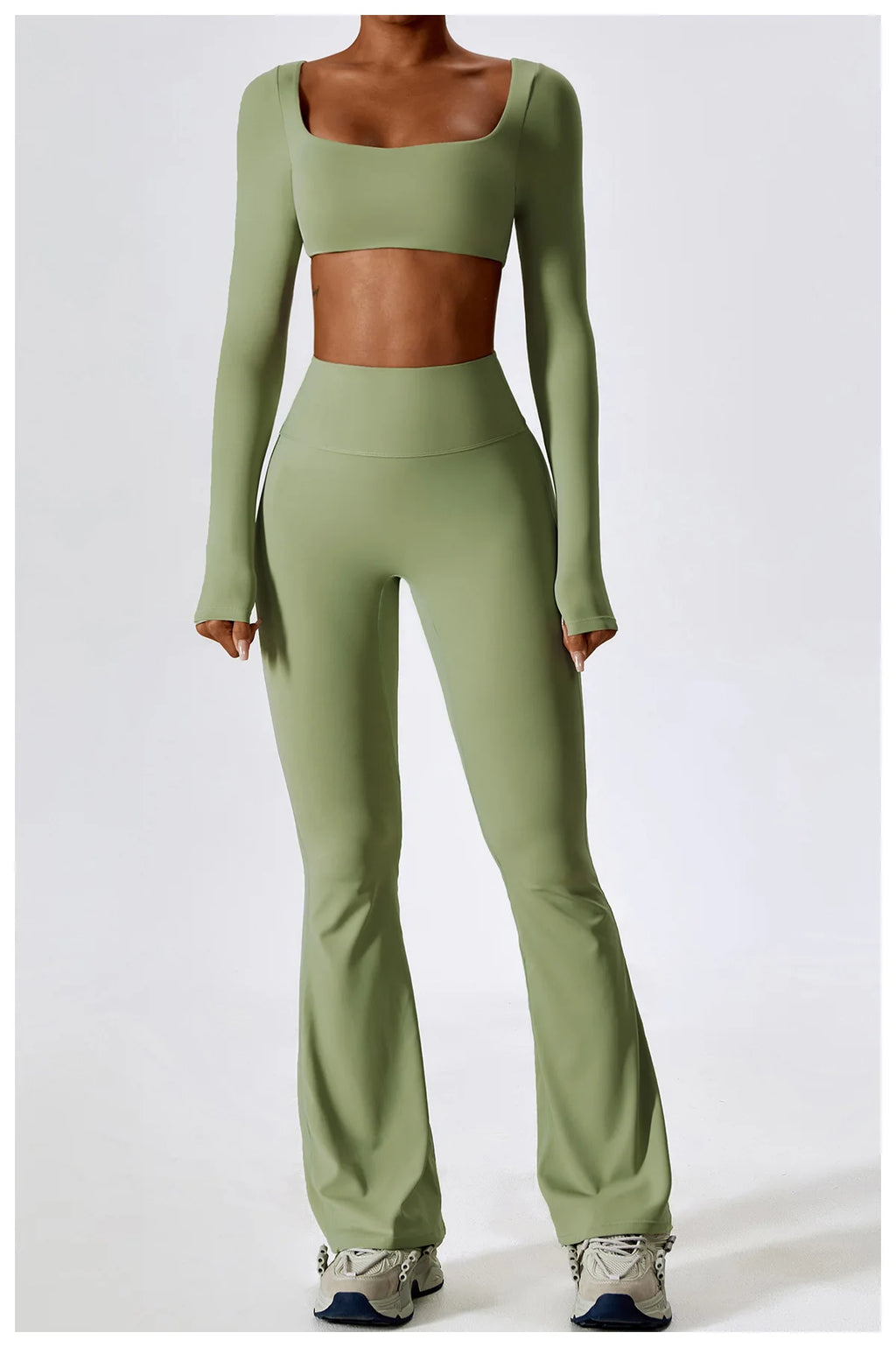 Long Sleeve Top + Leggings — Sleek Fit Workout Set with Sculpting Fit