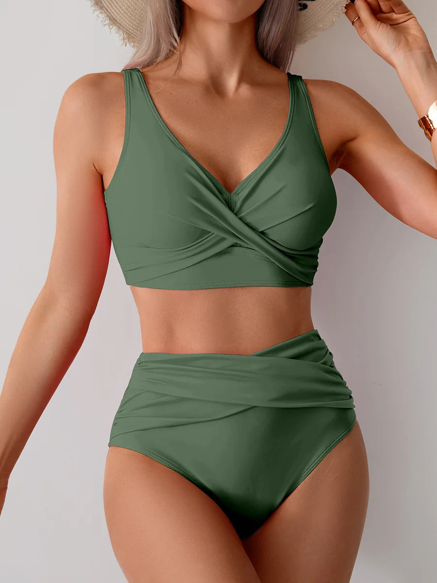 Sexy Cross Wrap Bikini Set - Push Up High Waist