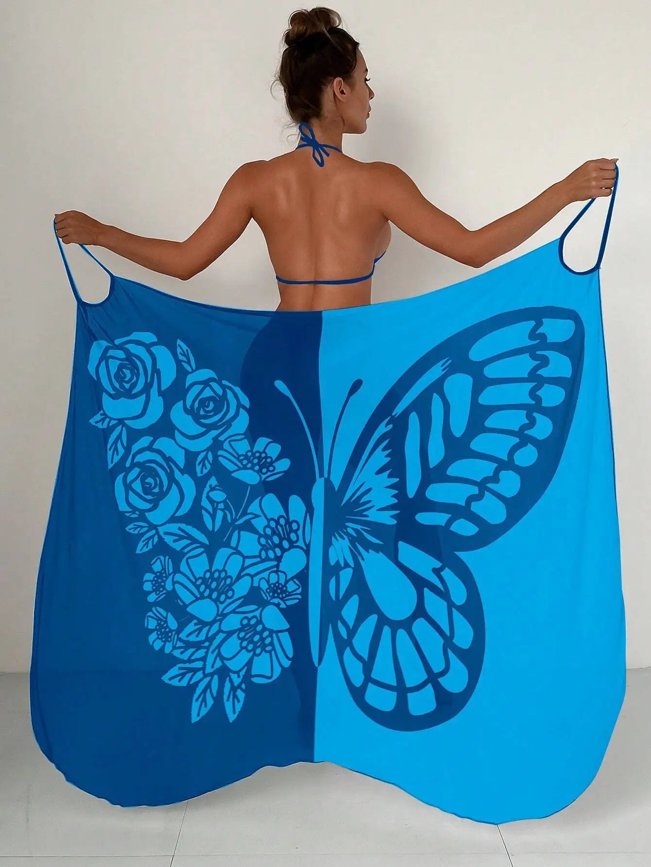 Butterfly Print Beach Cover Up Sarong Wrap Tunic