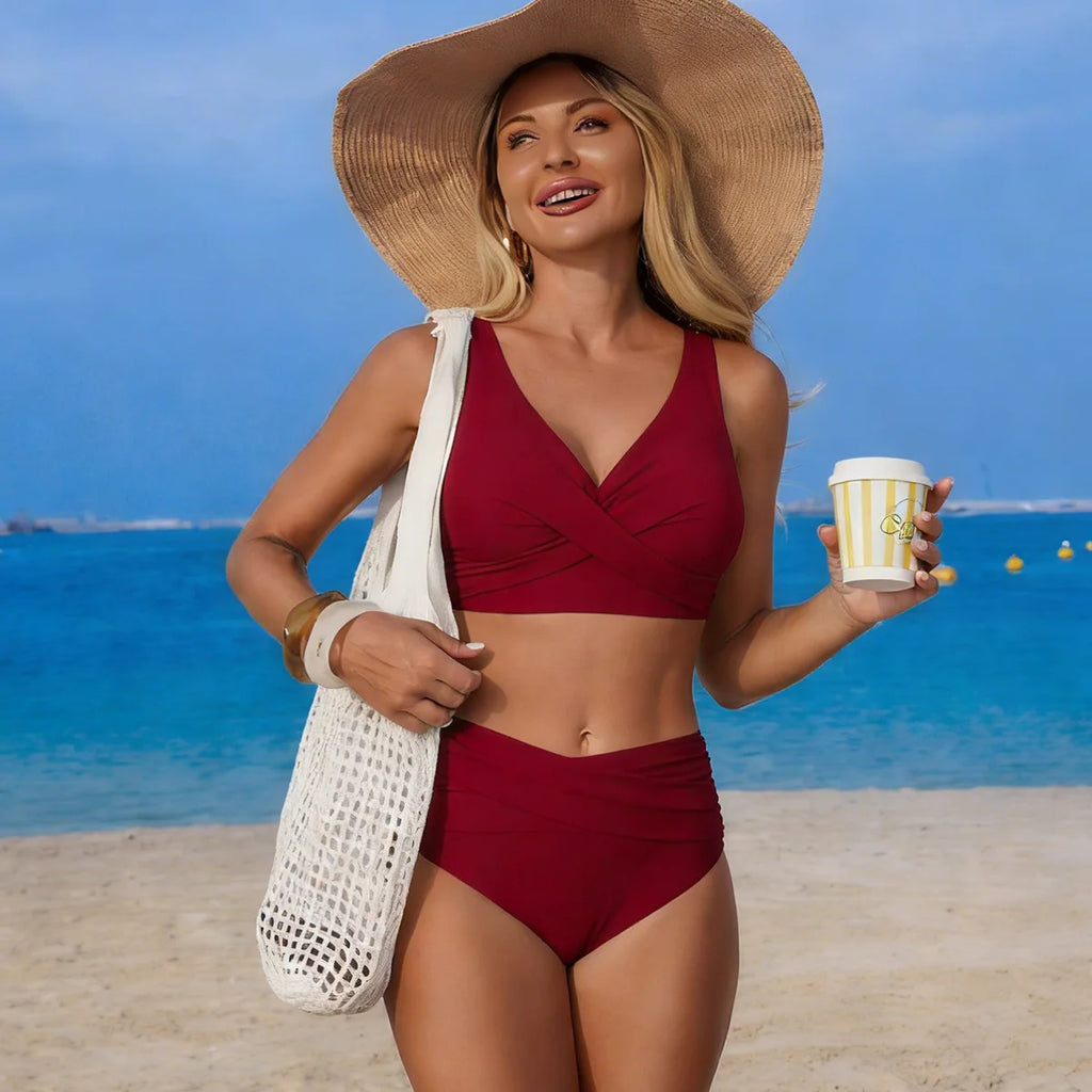 Sexy Cross Wrap Bikini Set - Push Up High Waist